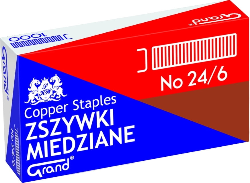 Zszywki Grand Stalowe Miedziowane 24/6 1000 Sztuk 1 Opakowanie