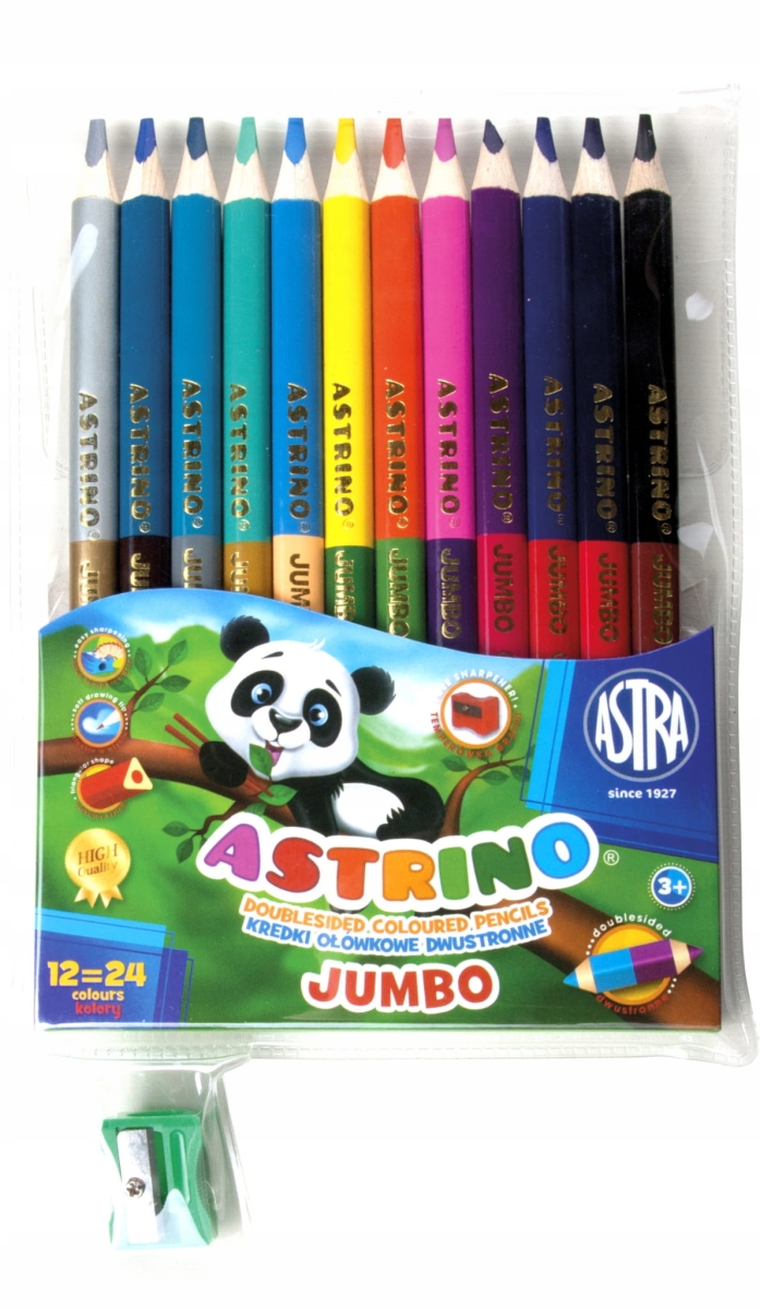 Kredki Ołówkowe ASTRINO Astra 12sztuk=24 Kolory Jumbo