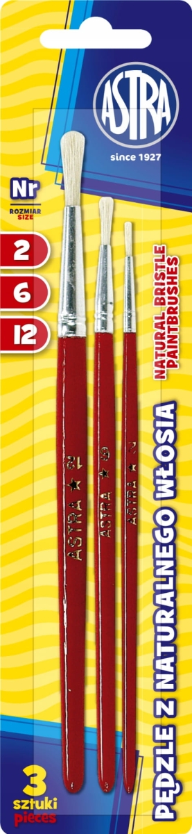 Pędzle Astra 2,6,12 Włosie Naturalne AS315111001