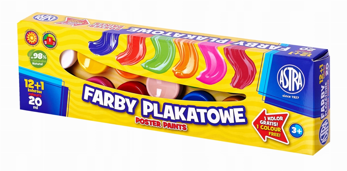 Farby Plakatowe Astra 13 Kolorów 20ml 12+1