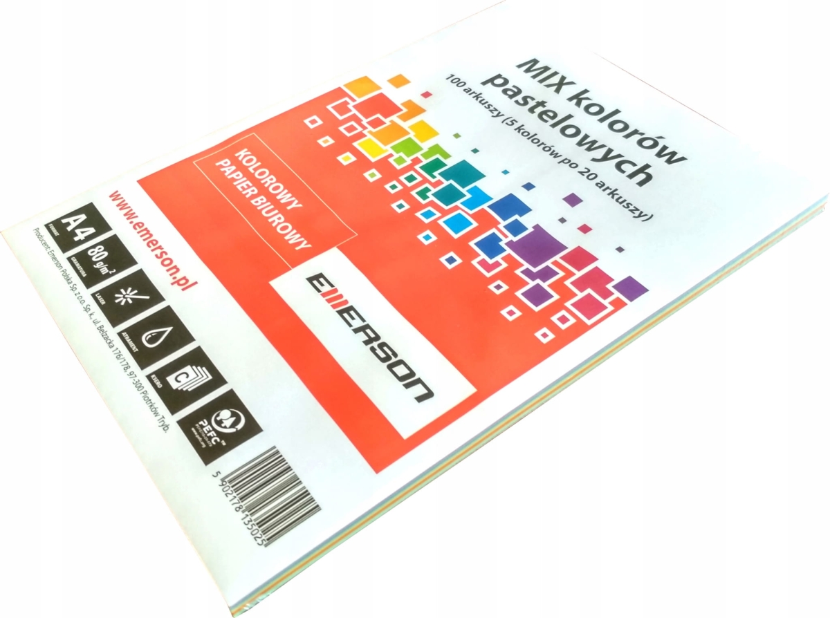 Papier Kolor A4 Mix Pastelowy 80G /100ark/ Emerson