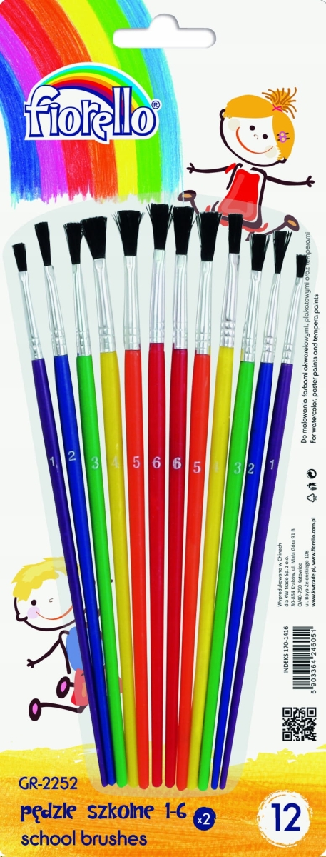Pędzle Szkolne GR-2252-12 /12sztuk/ Fiorello 170-1416