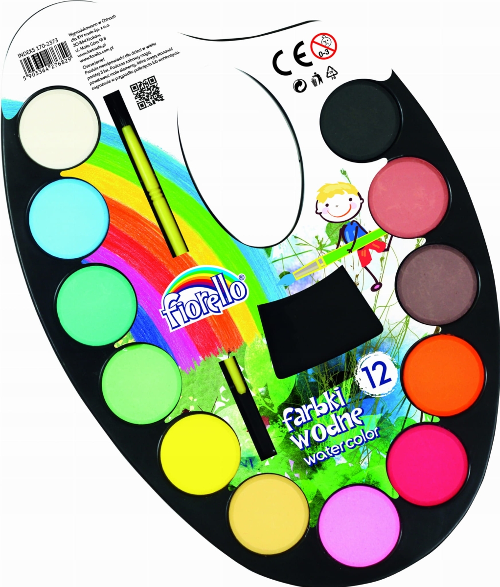 Farby Wodne Na Paletce 12 kolorów Fiorello 