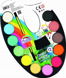 Farby Wodne Na Paletce 12 kolorów Fiorello 