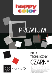 Blok Techniczny A4  Premium 10 Kartek Czarny  Happy Color 220g
