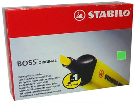 Zakreślacze Stabilo Boss Zielone 10szt Opakowanie