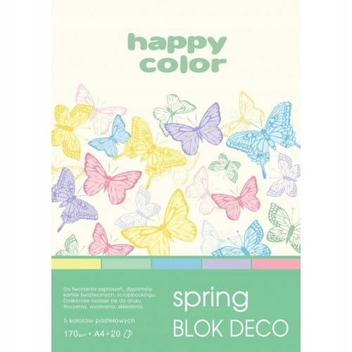 Blok A4 Deco Spring 20 Arkuszy 5 Kolorów Happy Color 170g/m2