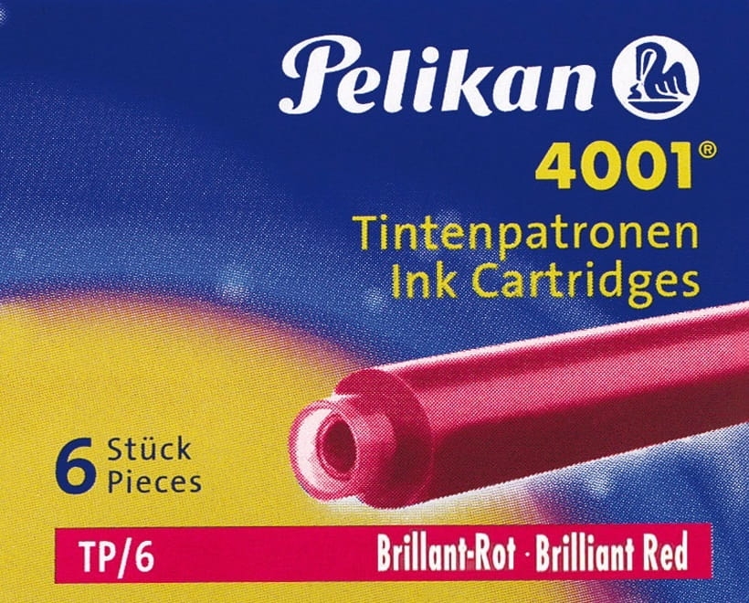 Naboje Pelikan Do Piór Krótkie 6 sztuk Czerwone
