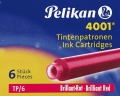 Naboje Pelikan Do Piór Krótkie 6 sztuk Czerwone