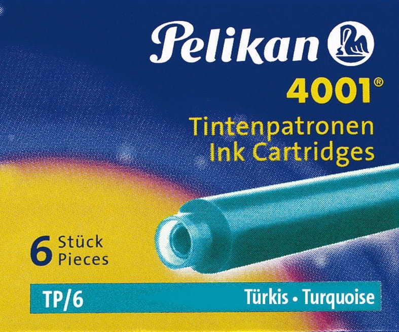 Naboje Pelikan Do Piór Krótkie 6 sztuk Turkusowe