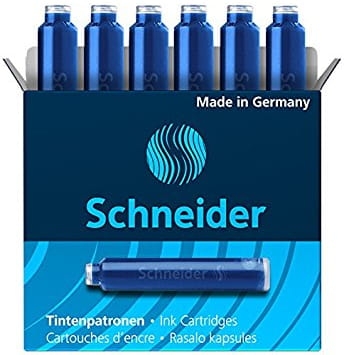 Naboje Do Pióra Niebieskie Schneider Krótkie 6 sztuk