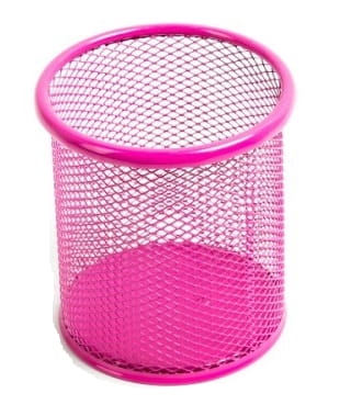 Przybornik Metalowy Kubek Na Długopisy Siatka Leviatan Różowy