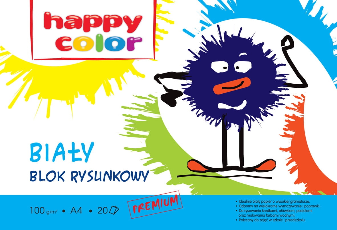 Blok Rysunkowy A4 Biały 20 Arkuszy Happy Color 100g/m2