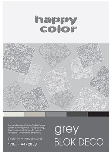 Blok A4 Deco Grey 20 Arkuszy 5 Kolorów Happy Color 170g/m2