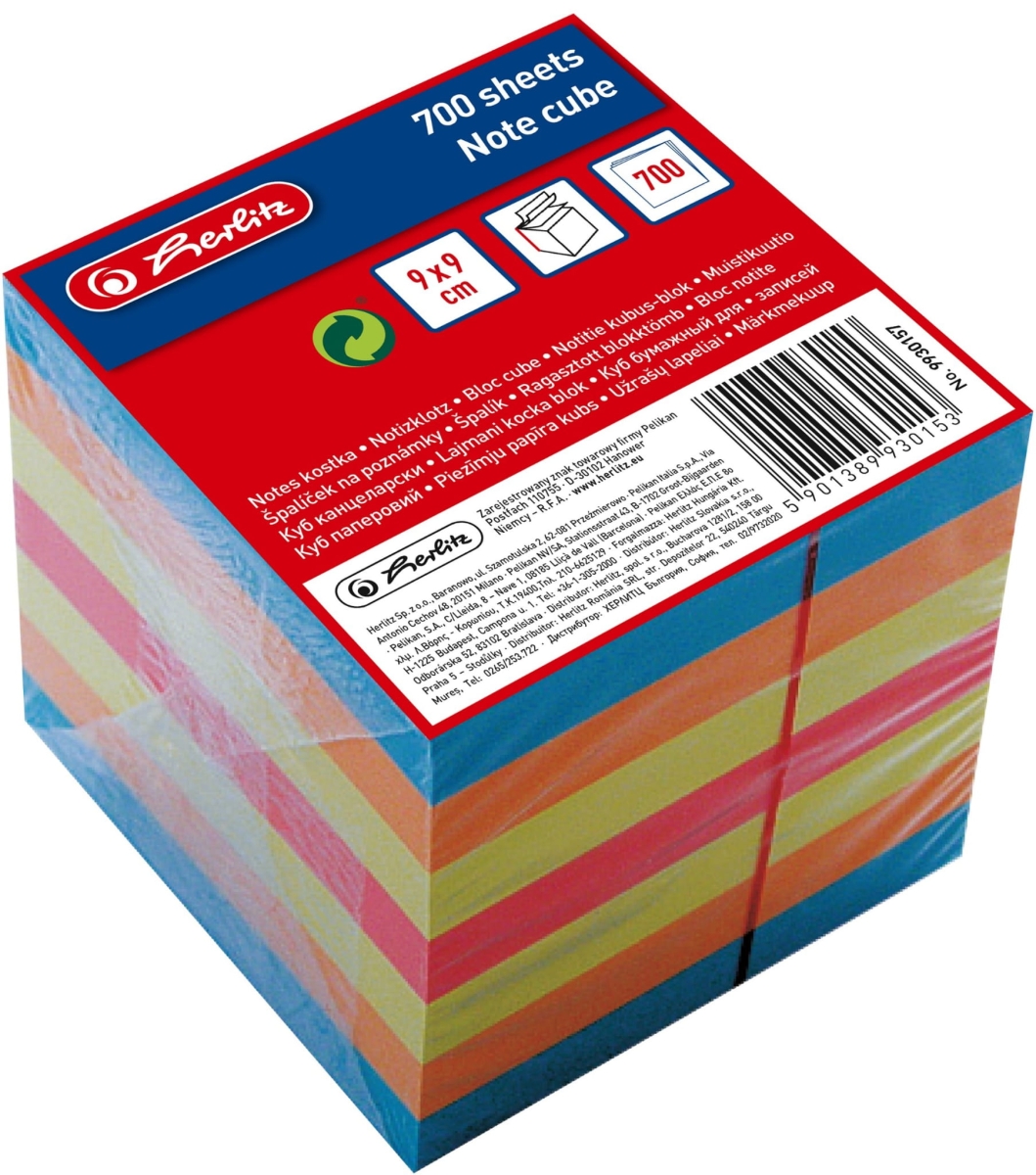 Kostka Klejona Kolorowa Herlitz Big 9x9x7cm 700k
