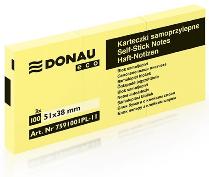 Notes Samoprzylepny Donau Eco 51x38mm Żółty