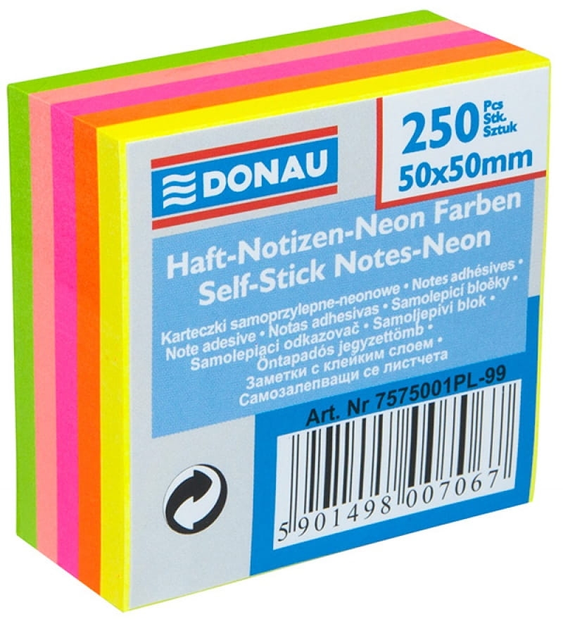 Notes Samoprzylepny Donau 50x50mm 5 Kolorów Neonowych