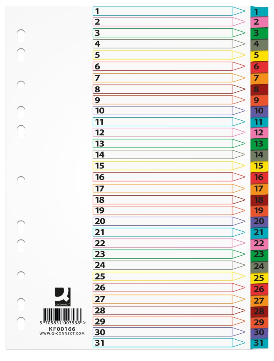 Przekładka Kartonowa A4 Q - Connect Mylar Indeksowana 1-31 /31 Kart/ KF00166
