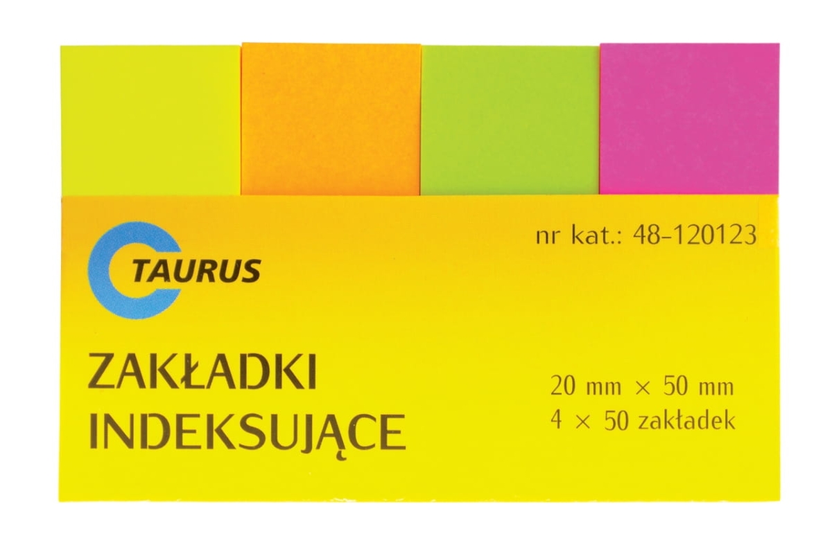 Zakładka Indeksująca Taurus  20x50mm 4 x 50szt 4 Kolory