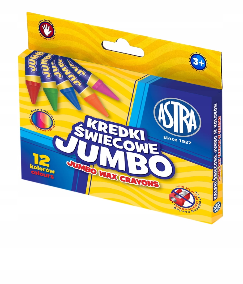Kredki Świecowe Astra JUMBO 12 Kolorów 