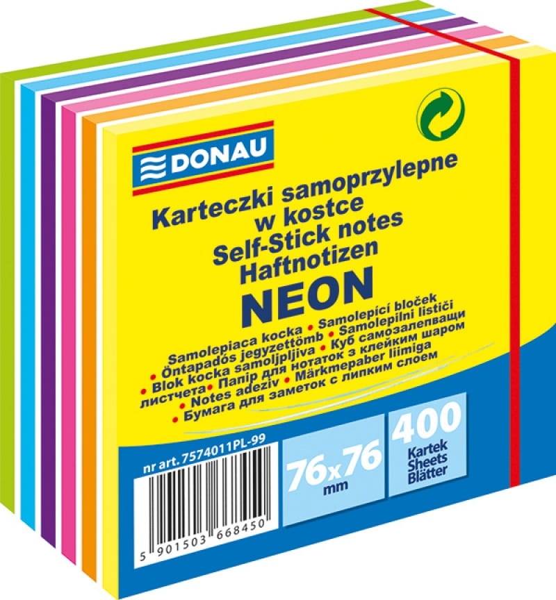 Notes Samoprzylepny Donau 76x76mm 6 Kolorów Neon-Pastel