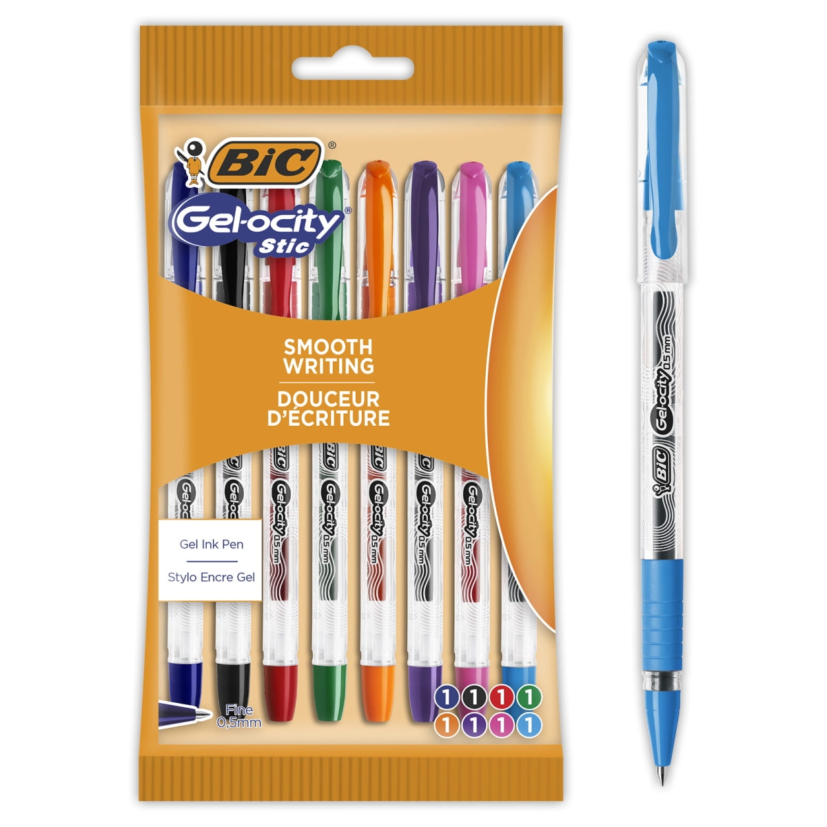 Długopis Żelowy BIC Gel-ocity Stic 0.5mm AST Pouch 8 sztuk