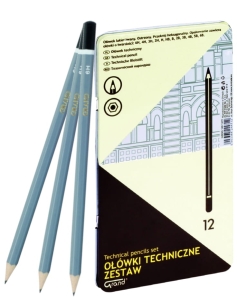 Zestaw Ołówków Technicznych Grand /12szt/ Metal Pudełko 160-1619