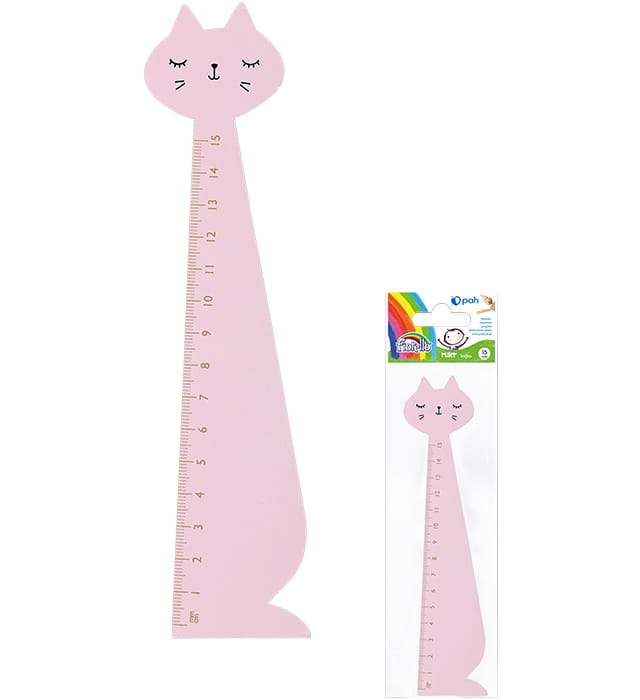 Linijka Fiorello Drewniana 15cm Kot Różowy 