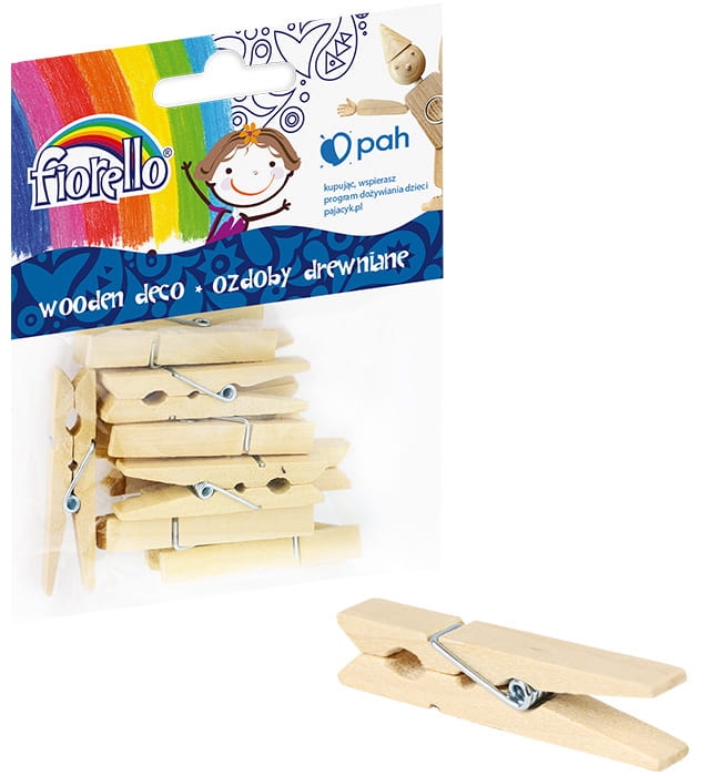 Ozdoby Drewniane Fiorello GR-WD645 Spinacz Duży 48x7m 12 sztuk
