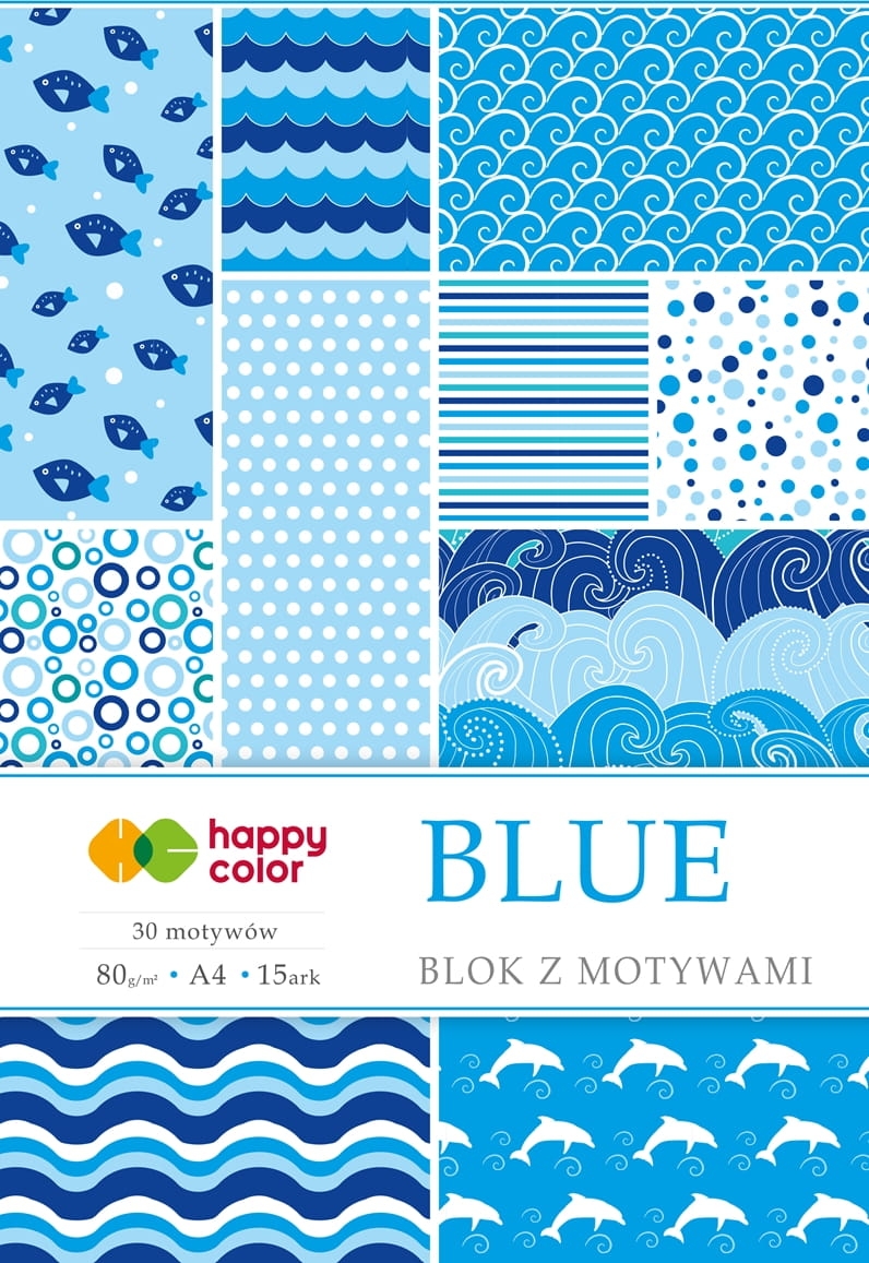 Blok A4 Blue 30 Motywów 15 arkuszy Happy Color 80g