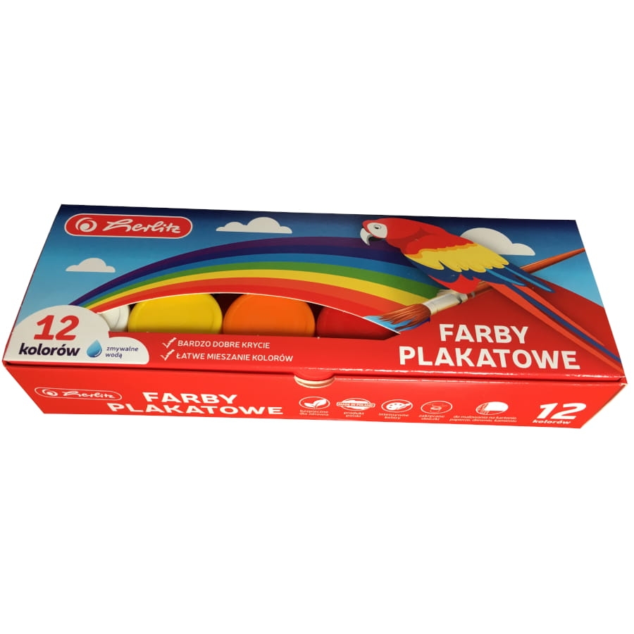 Farby Plakatowe Herlitz Szkolne 12 Kolorów 20ml