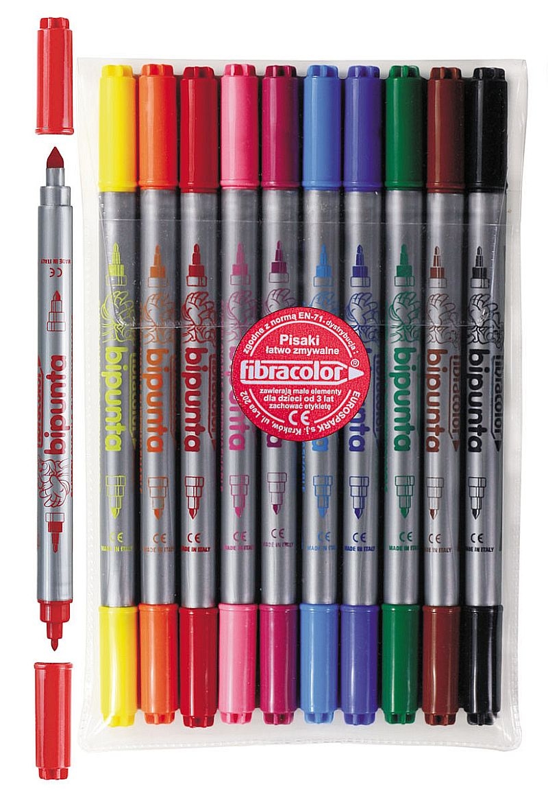 Pisaki Fibracolor Bipunta 10 sztuk Dwustronne