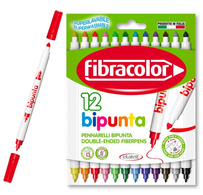 Pisaki Fibracolor Bipunta /12szt/ Dwustronne 584BP12E