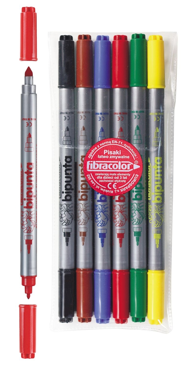 Pisaki Fibracolor Bipunta 6 sztuk Dwustronne