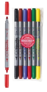 Pisaki Fibracolor Bipunta 6 sztuk Dwustronne
