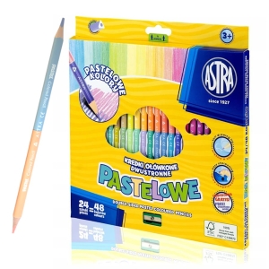 Kredki Ołówkowe Dwustronne Pastelowe Astra 24 sztuki=48 Kolorów