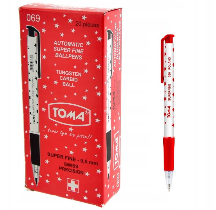 Długopis Automatyczny Toma 069 Czerwony 20 Sztuk