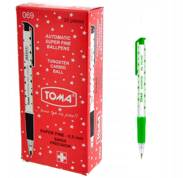 Długopis Automatyczny Toma 069 Zielony 20 Sztuk