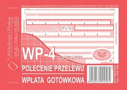 Druk Polecenie Przelewu Wpłata Gotówkowa WP-4