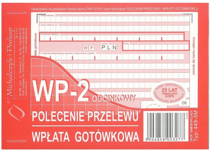 Druk Polecenie Przelewu Wpłata Gotówkowa WP-2