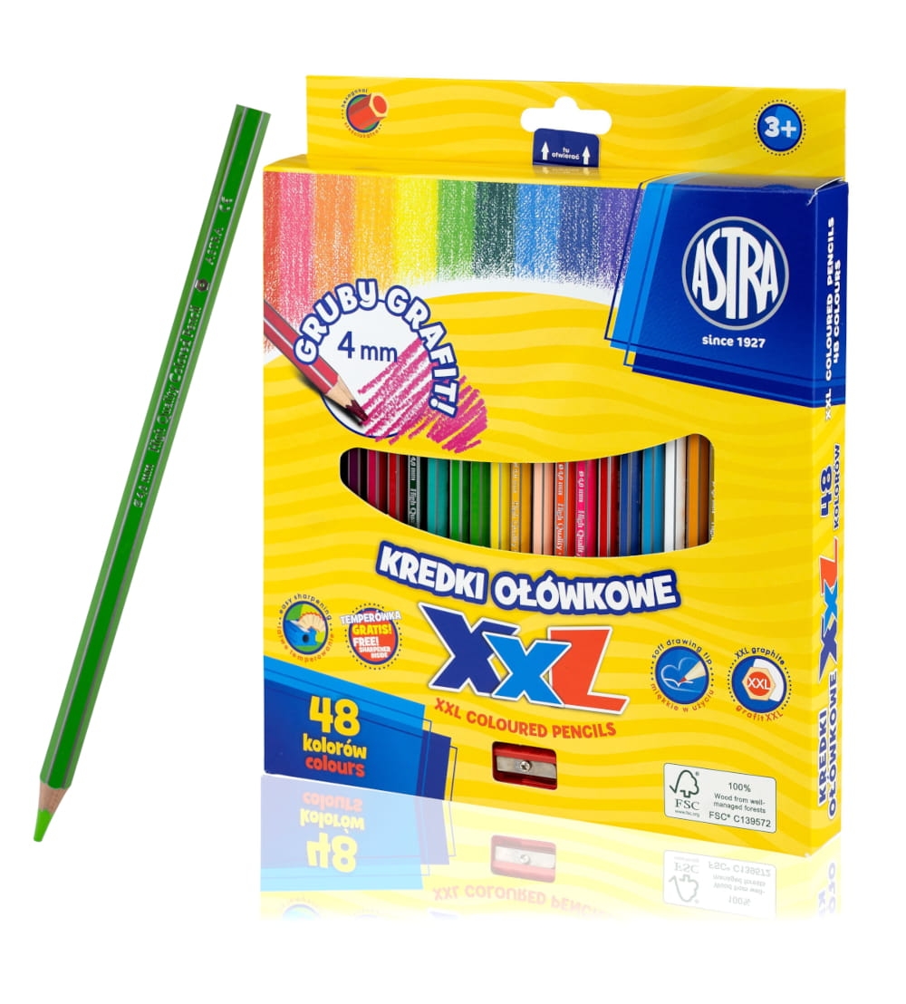Kredki Ołówkowe Hexagonalne Astra 48 Kolory