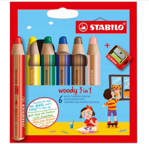 Kredki Stabilo Woody 3w1 6 Sztuk + Temperówka
