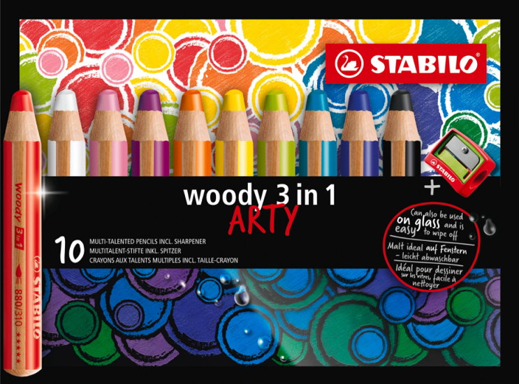 Kredki Stabilo Woody 3in1 Arty 10 sztuk + Temperówka