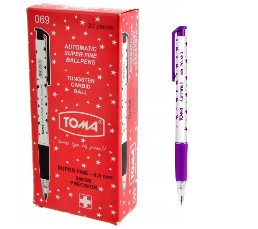Długopis Automatyczny Toma 069 Fioletowy 20 Sztuk