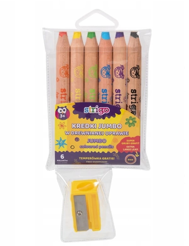 Kredki Jumbo Drewniane Strigo 6 sztuki Etui