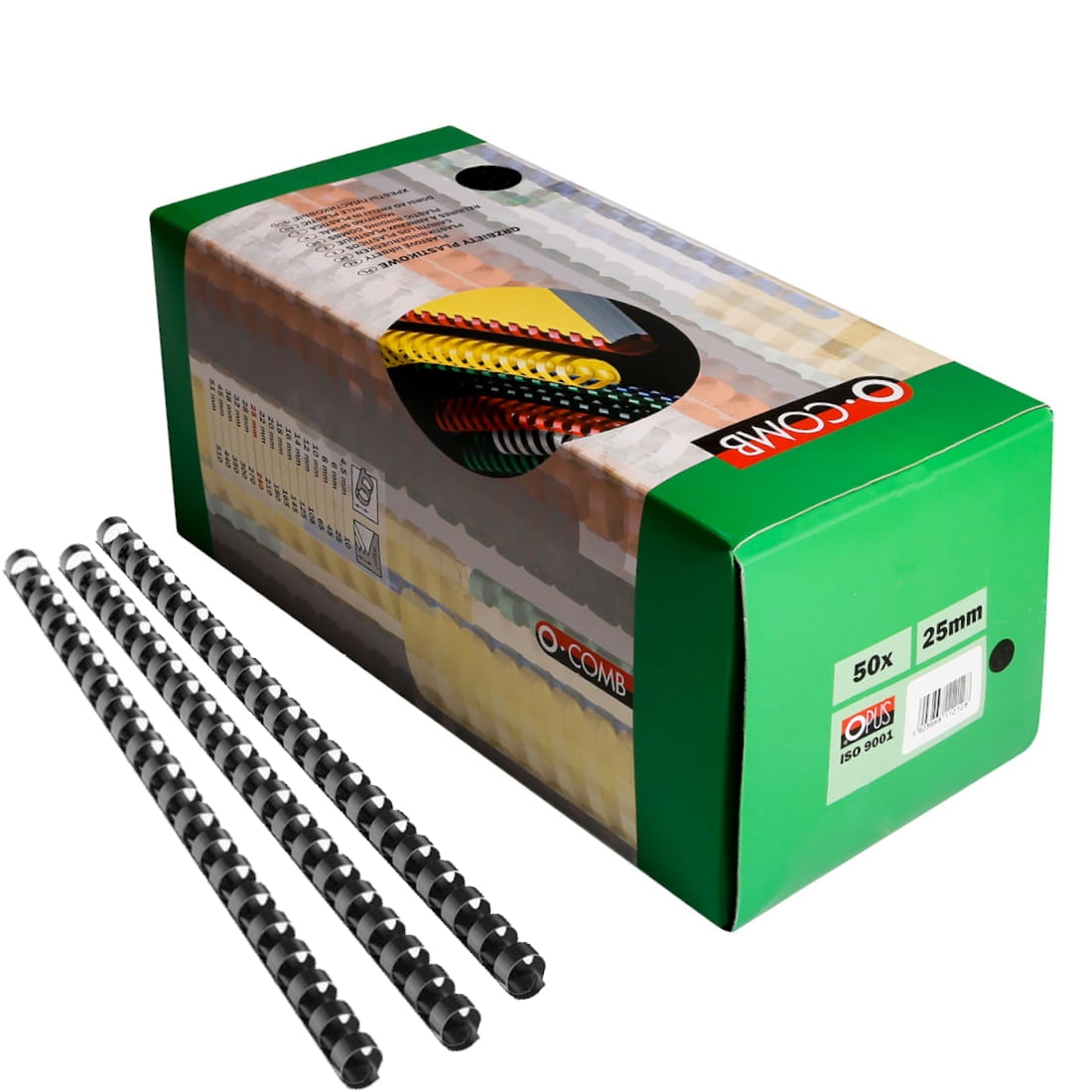 Grzbiet Plastikowy 25mm 50 sztuk Czarny  O-Comb