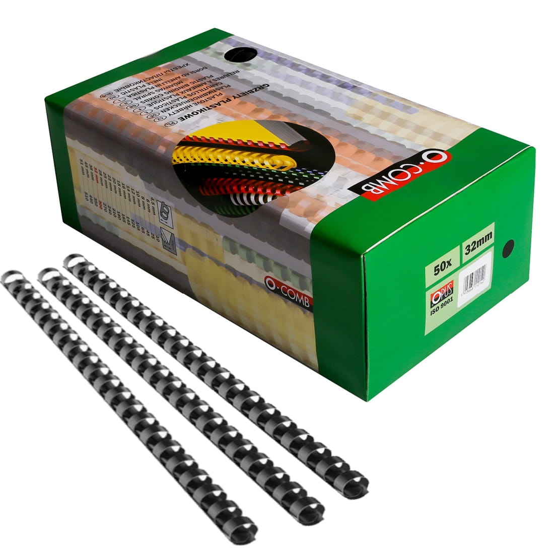 Grzbiet Plastikowy 32mm 50 sztuk Czarny O-Comb