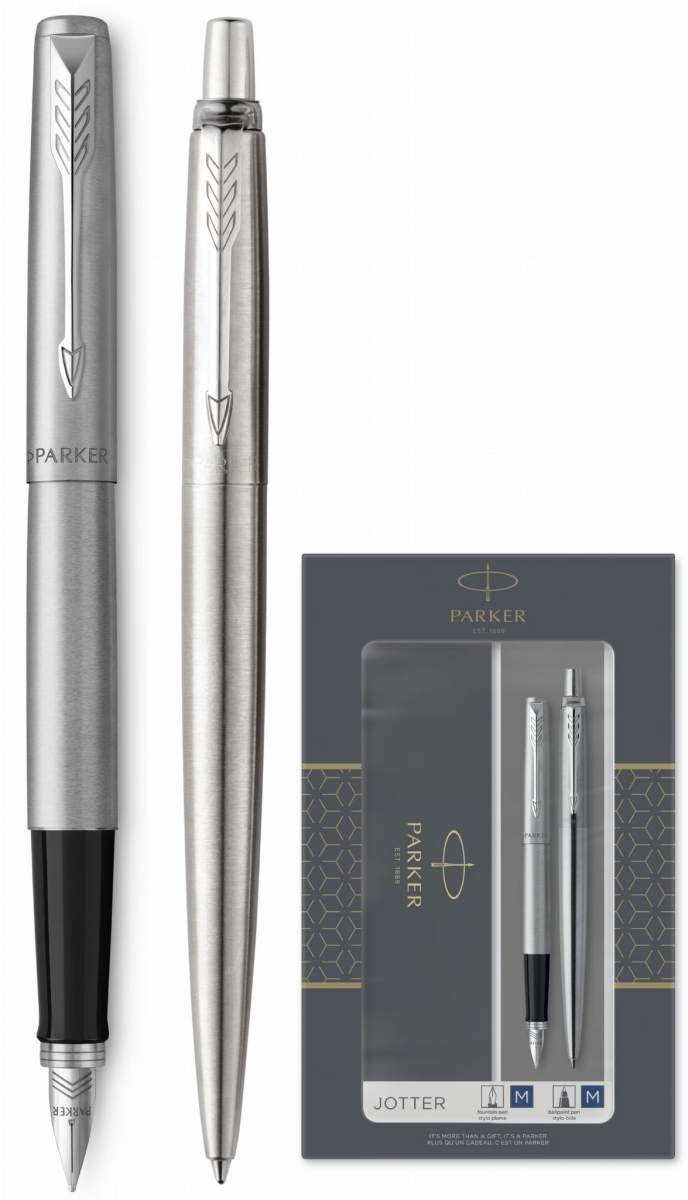 Zestaw Parker Jotter Stainless Steel CT Srebrny (Pióro Wieczne+Długopis) 2093258