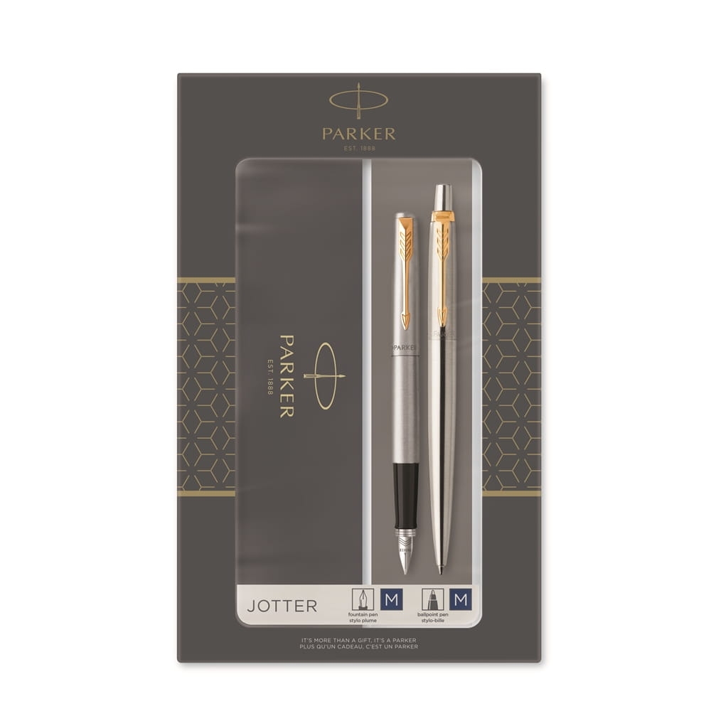 Zestaw Parker Jotter Stainless Steel GT Srebrno-Złote (Pióro Wieczne+Długopis) 2093257
