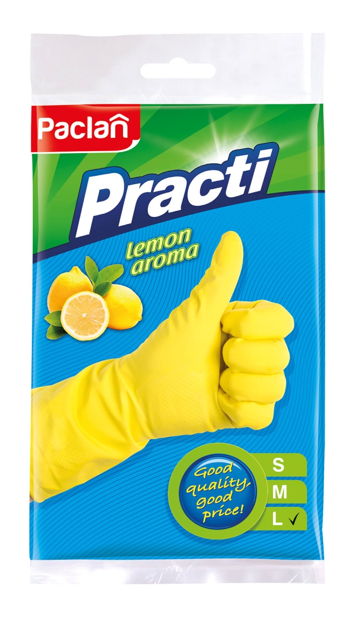 Rękawice Gumowe Gospodarcze L Practi Paclan Lemon
